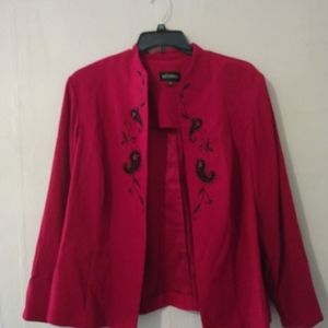 Women's red embellished suit jacket